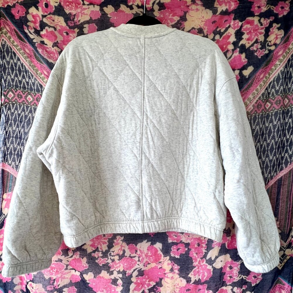 Old Navy Sweatshirt 1/2" Zip, Quilted, Oatmeal Heather Cream, Sz Large LN! - Picture 3 of 11